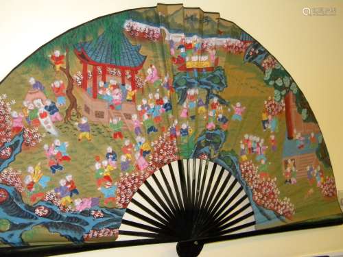 Antique Chinese Fan 100 Boys Painting