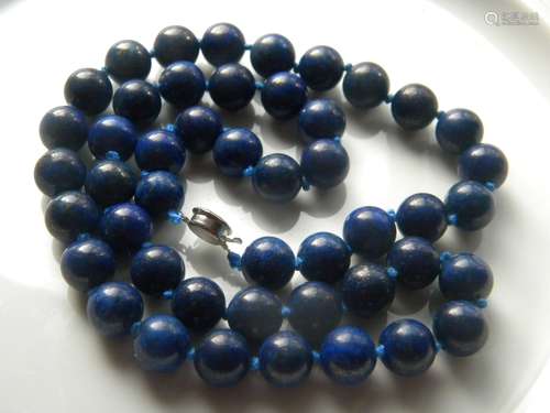 Vintage Natural Lapis Round Bead Necklace