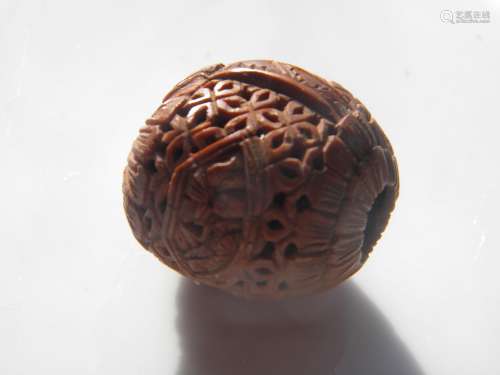 Antique Chinese Carved Walnut Pendant