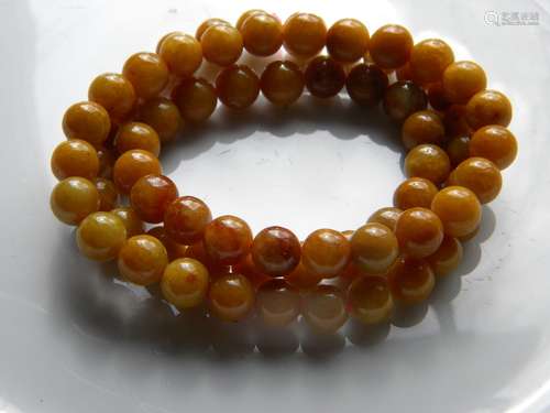 Natural Orange Jadeite Bead Necklace