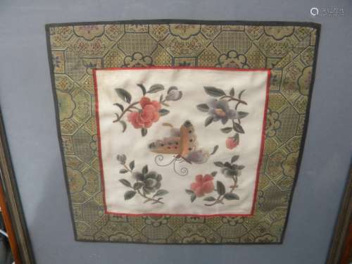 Antique Butterfly Embroidery Framed