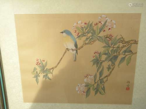 Antique Bird Hand Painted Paitning Framed