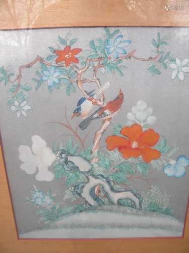 Antique Bird Hand Painted Painting Framed