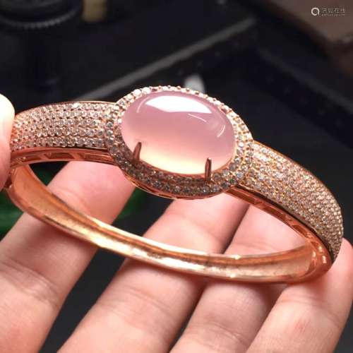 Bracelet with Pink Stone Adjustable Width