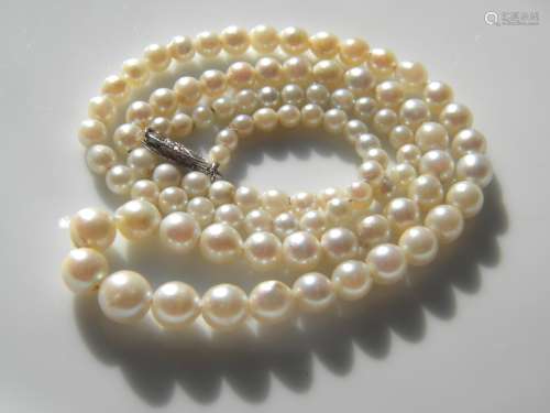 Antique Natural Pearl Necklace 14K Gold Clasp