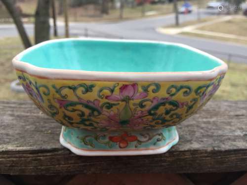 Antique Chinese Yellow Glazed Bowl Marked China