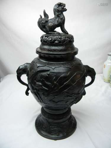 ANTIQUE ASIAN BRONZE INCENSE BURNER