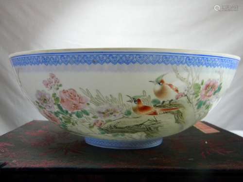 Huge Vintage Chinese Egg Shell Bowl with origional Box