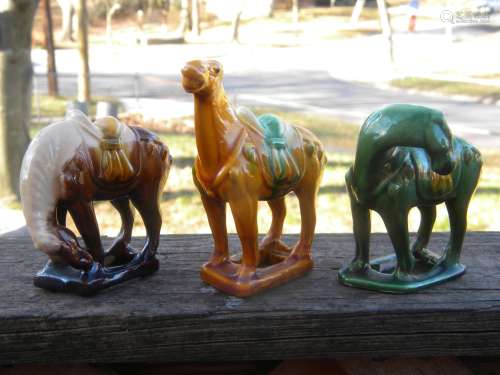 Three Chinese Porcelain Horses