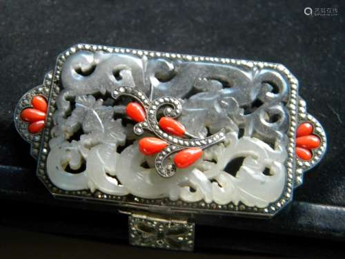 Antique Leather Purse with Nephrite Jade