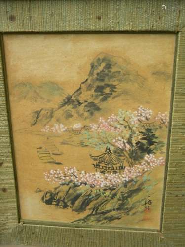 Antique Asain Painting Framed