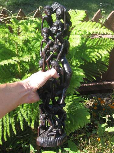 Tanzania TREE OF LIFE Ebony wood carving MPINGA, 44cm