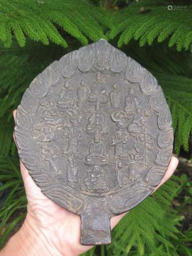 Chinese Buddhist antique bronze hand mirror