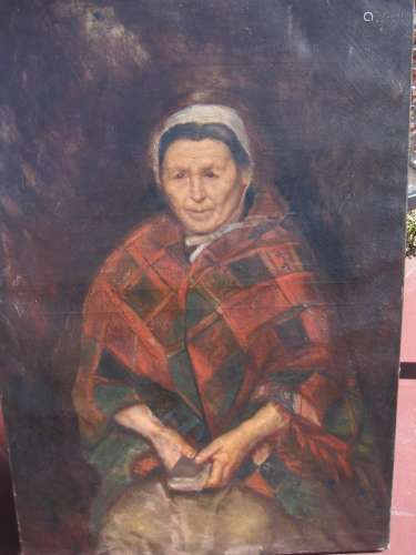 Old woman portrait, attributed to Wilhelm Leibl, 19th c