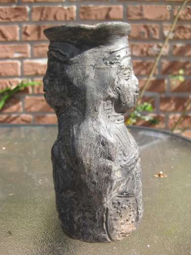 Pre-Columbian Moche Huaco terracotta jar double humanoid, 100-800AD