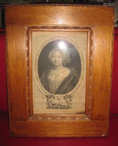 Antique engraving Duchess of Guise, Paris, France, 1684