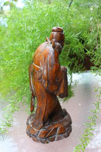 Genuine Qing Dynasty Chinese carved wooden, Buddhist Zen master Damo