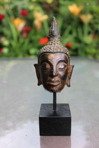 Museum Bronze head of Buddha, Ayutthaya Kingdom, Thailand, circa 1450 AD