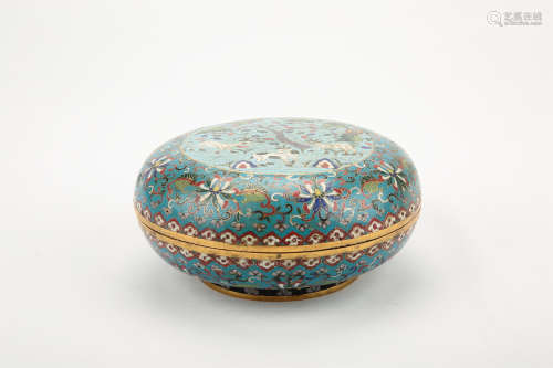 A CHINESE BRONZE ENAMEL BOX WITH COVER