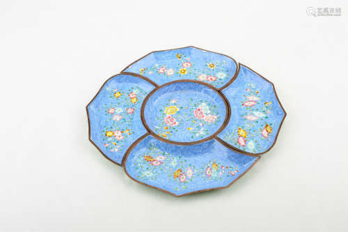 A SET OF CHINESE BRONZE ENAMEL PLATES