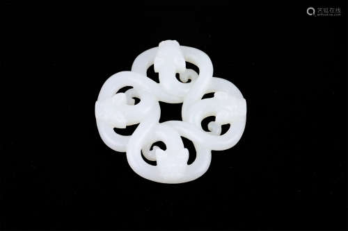 A CHINESE CARVED WHITE JADE PENDANT