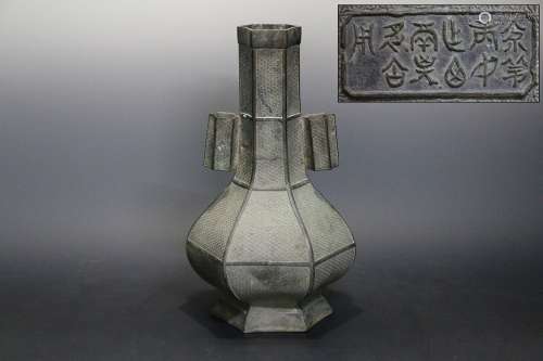 古銅六角花瓶