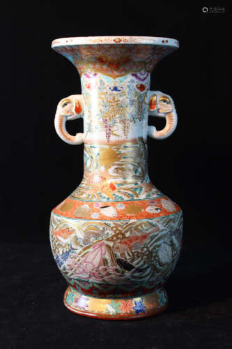 Unusual Japanese Porcelain Vase with Sea Creatures