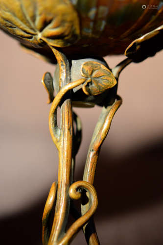 Art Nouveau Glazz Bowl with Bronze Mounting