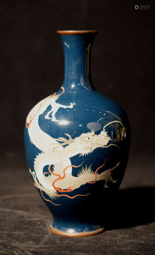 Japanese Cloisonne Vase with Dragon Motif