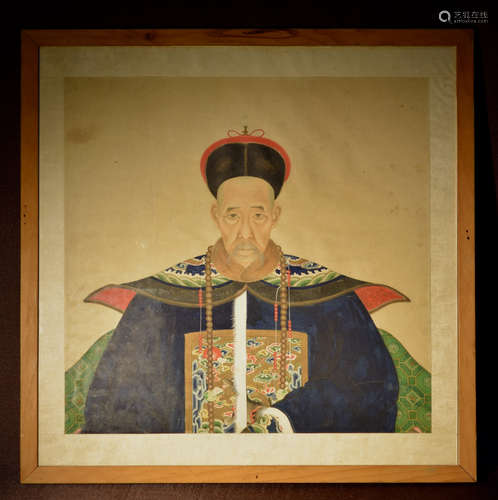 Chinese Ancestor Half Body Portrait Painting