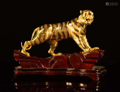 Chinese Silver Tiger with Gilt