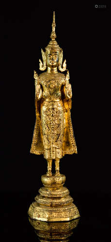 Antique Thai Bronze Standing Buddha