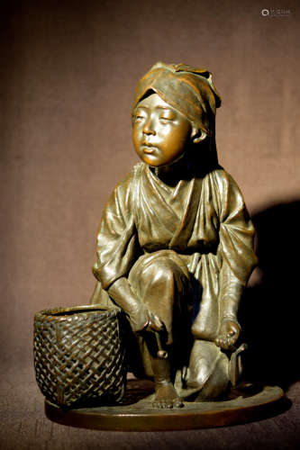 Japanese Bronze Women with Pipe