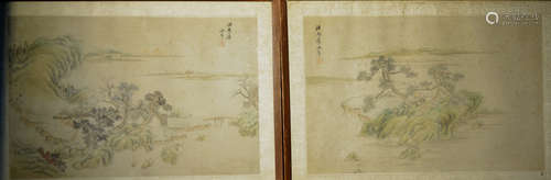 Pair Chinese Painting by Yang Qin