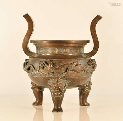 Chinese Bronze Censer with Chilong