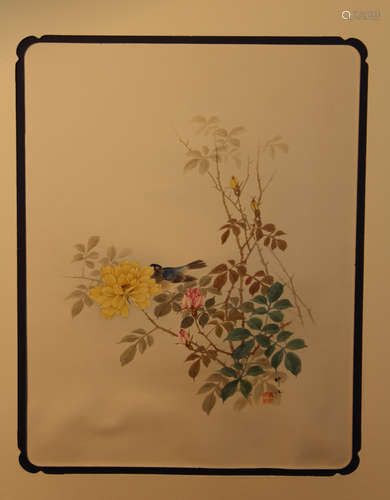 Japanese Water Color Painting - Bird and Floral