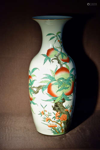 Chinese Porcelain Vase with Peach Scene