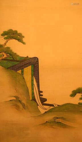 Pair Japanese Scroll Painting on Silk