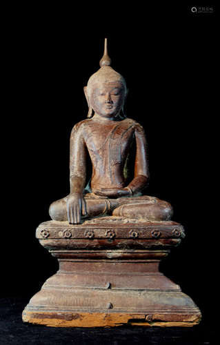 Southeast Asia Lacquered Wood Buddha