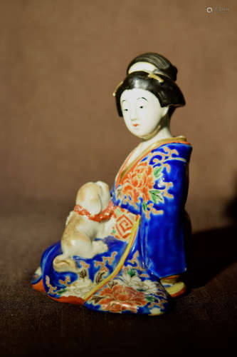 Japanese Imari Porcelain Beauty with Dog