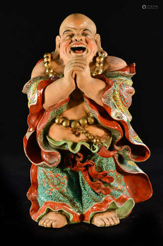 Large Chinese Porcelain Standing Laughing Buddha