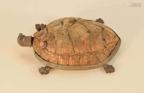 Unusual Tibetan Silver Turtle Vessel