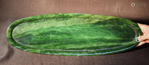 Large Oval Chinese Spinach Jade Tray