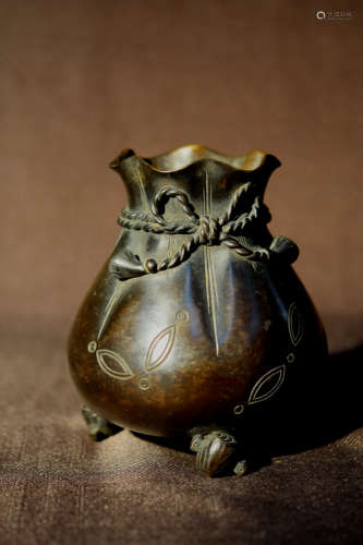 Japanese Bronze Vase of Sac Form