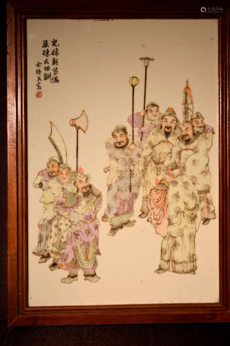 Chinese Porcelain Plaque of Warrior