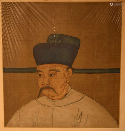 Chinese or Korean Painting on Silk of an Officer