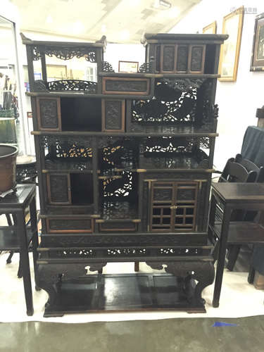 Stunning Japanese Ebony Rosewood Curio Cabinet