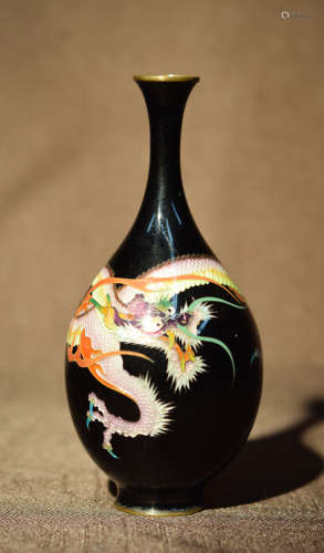 Japanese Cloisonne Vase with Gimbari Dragon