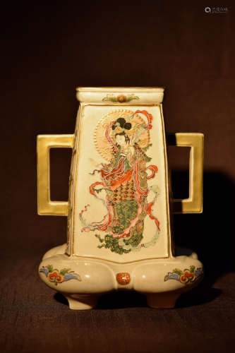 Japanese Satsuma Vase with Two Handle