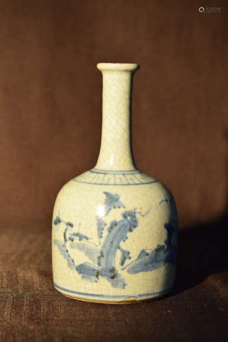 Korean Blue White Porcelain Long Neck Vase